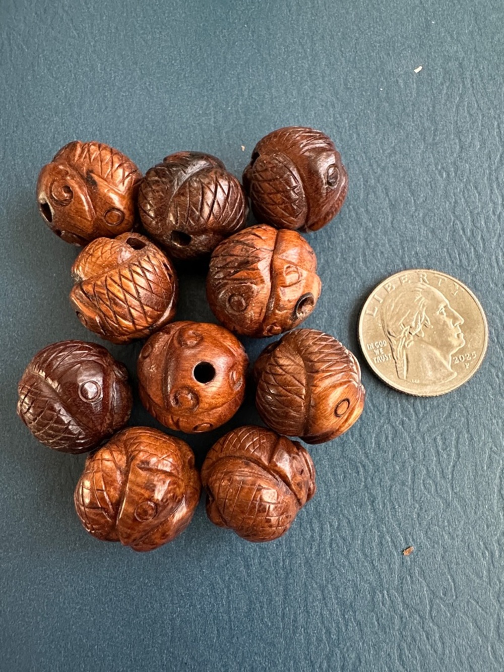 Rare Vintage Carved Wooden Fish  Beads Bundle
